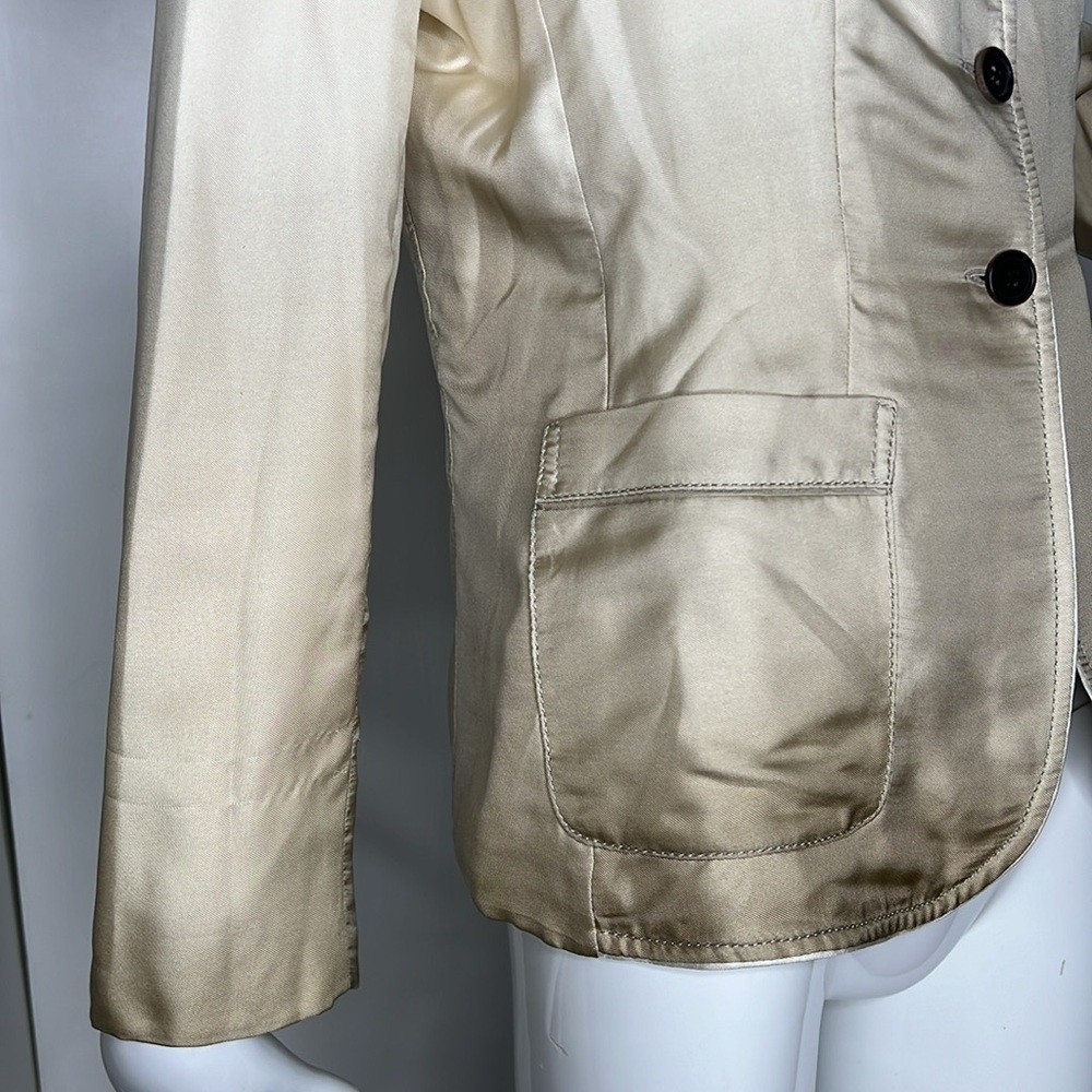 Prada 100% Silk Sz 44 Cream Beige Gray Graduated Ombré Blazer Jacket - Picture 11 of 14